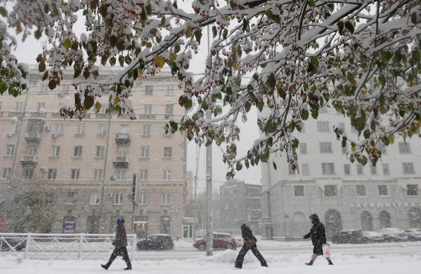 حركة مارة وسيارات طبيعية وسط  نوفوسيبيرسك رغم الأحوال الجوية. - سبوتنيك عربي