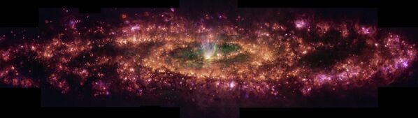 صورة جديدة لمجرة "النحات" Sculptor) Galaxy) بالألوان المزيفة، توضح أطوال موجية مختلفة للضوء الصادر عن الهيدروجين والنيتروجين والكبريت والأكسجين، مع ضوء وردي من النجوم الوليدة صورة جديدة لمجرة "النحات" Sculptor) Galaxy) بالألوان المزيفة، توضح أطوال موجية مختلفة للضوء الصادر عن الهيدروجين والنيتروجين والكبريت والأكسجين، مع ضوء وردي من النجوم الوليدة - سبوتنيك عربي