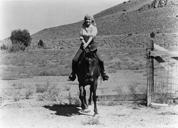 مارلين مونرو على ظهر حصان في مشهد من فيلم "The Misfits"، عام 1961 - سبوتنيك عربي