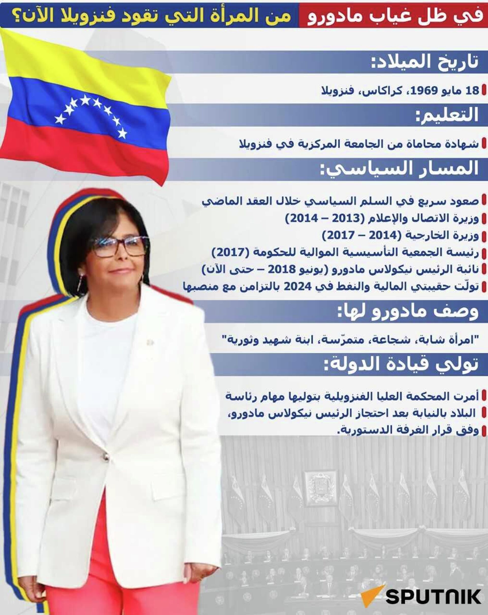 في ظل غياب مادورو.. من المرأة التي تقود فنزويلا الآن؟ - سبوتنيك عربي, 1920, 05.01.2026
