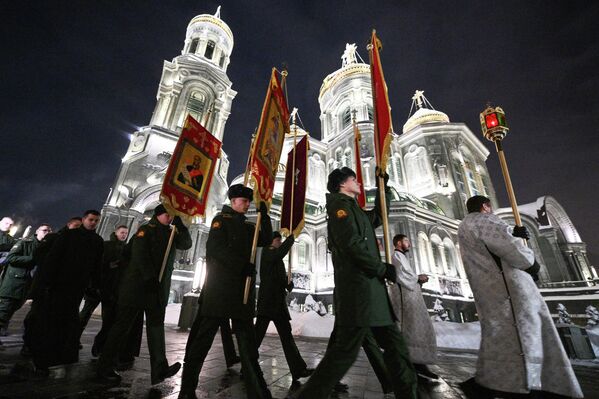 موكب ديني في الكاتدرائية الرئيسية للقوات المسلحة الروسية في مقاطعة موسكو - سبوتنيك عربي