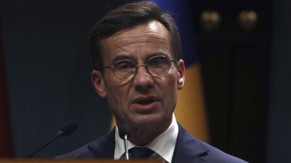 Sweden's new prime minister, Ulf Kristersson, speaks to the media  - سبوتنيك عربي