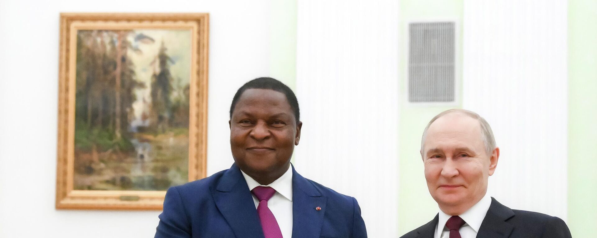 الرئيس الروسي فلاديمير بوتين خلال محادثات مع رئيس جمهورية أفريقيا الوسطى، فاوستين أرشانج تواديرا - سبوتنيك عربي, 1920, 05.03.2026