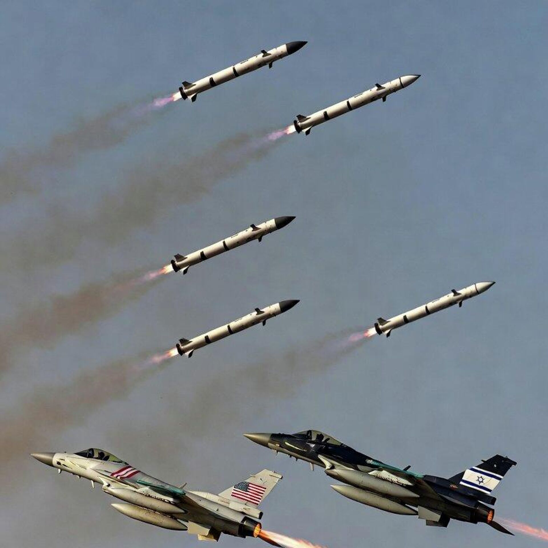 صورة بالذكاء الاصطناعي لمواجهة بين الصواريخ والطائرات الحربية - سبوتنيك عربي, 1920, 05.03.2026