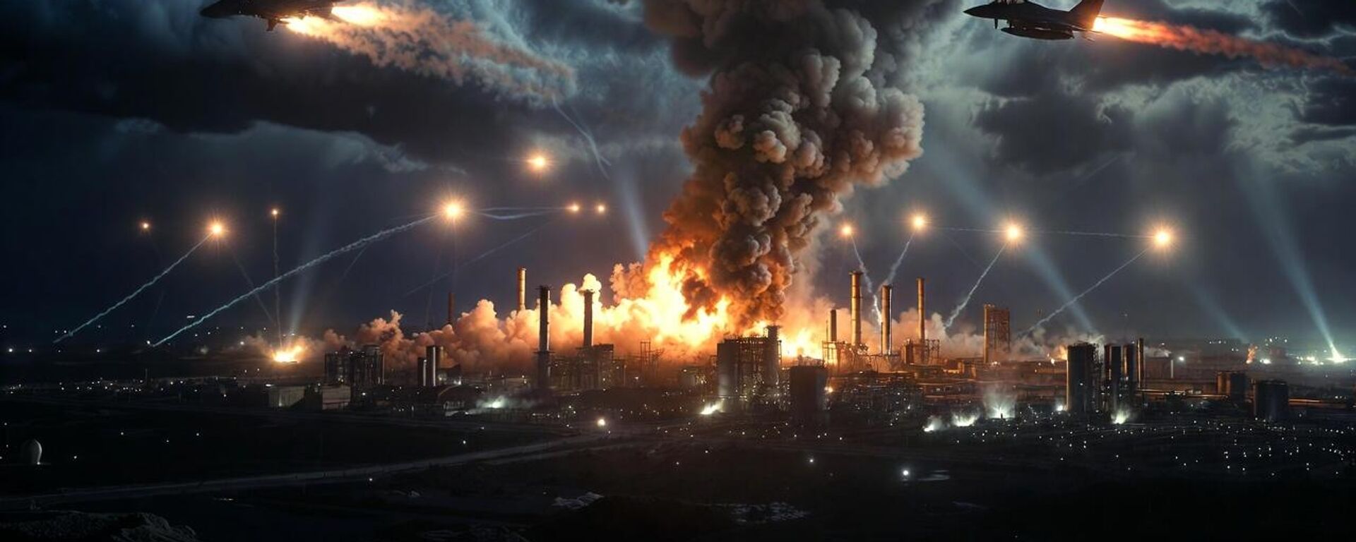 محاكاة بالذكاء الاصطناعي لهجوم إسرائيلي على منشآت صناعية في إيران - سبوتنيك عربي, 1920, 15.03.2026