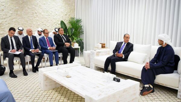 وزير الخارجية المصري بدر عبد العاطي يلتقي  وزير الخارجية الإماراتي الشيخ عبدالله بن زايد آل نهيان - سبوتنيك عربي