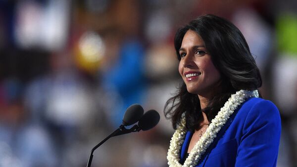US Representative Tulsi Gabbard speaks during Day 2 of the Democratic National Convention at the Wells Fargo Center in Philadelphia, Pennsylvania, July 26, 2016 - سبوتنيك عربي