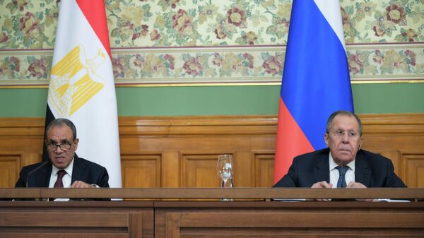  وزير الخارجية الروسي سيرغي لافروف مع نظيره المصري، بدر عبد العاطي - سبوتنيك عربي