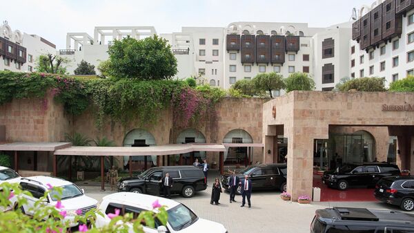 موكب نائب الرئيس جيه دي فانس في فندق سيرينا بعد وقت قصير من وصوله يوم السبت 11 أبريل 2026 إلى إسلام آباد لإجراء مفاوضات مع إيران  - سبوتنيك عربي