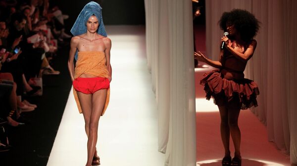 Модель демонстрирует наряд во время Недели моды в Рио-де-Жанейро - سبوتنيك عربي