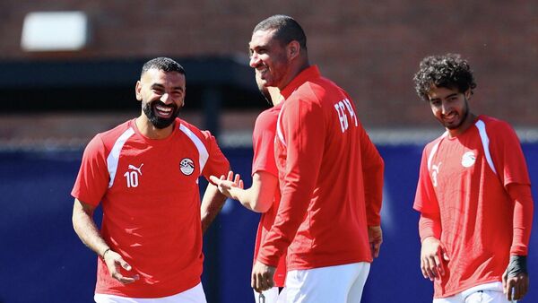 اللاعبان محمد صلاح ورامي ربيع ضمن تدريبات المنتخب المصري في كأس العالم لكرة القدم 2026، أمريكا، 14 يونيو حزيران 2026 - سبوتنيك عربي