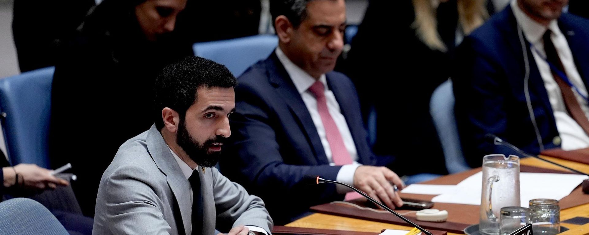 مندوب سوريا الدائم لدى الأمم المتحدة، إبراهيم علبي، يتحدث خلال اجتماع لمجلس الأمن في مقر الأمم المتحدة، 11 مارس/ آذار 2026 - سبوتنيك عربي, 1920, 15.10.2026
