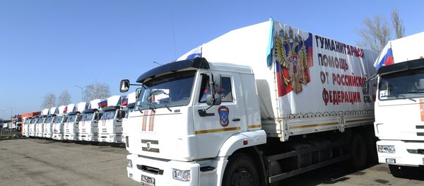 قافلة من المساعدات الإنسانية الروسية المخصصة لسكان شرق أوكرانيا - سبوتنيك عربي