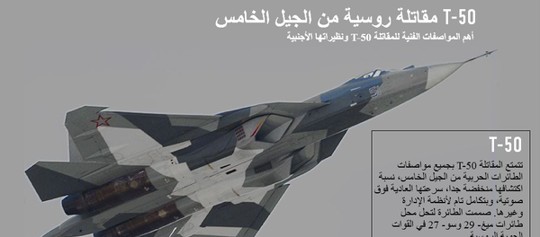 T-50 مقاتلة روسية من الجيل الخامس T-50 مقاتلة روسية من الجيل الخامس - سبوتنيك عربي