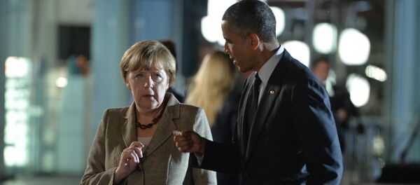 الرئيس الأمريكي باراك أوباما والمستشارة الألمانية انجيلا ميركل - سبوتنيك عربي