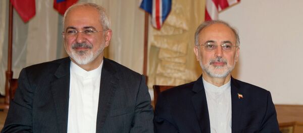 رئيس منظمة الطاقة الذرية الإيرانية علي أكبر صالحي ووزير الخارجية الإيرانية محمد جواد ظريف - سبوتنيك عربي