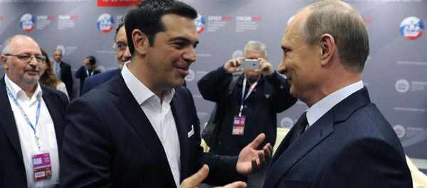 الرئيس الروسي فلاديمير بوتين ورئيس الوزراء اليوناني أليكسيس تسيبراس - سبوتنيك عربي