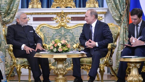 لقاء الرئيس الروسي فلاديمير بوتين ورئيس الوزراء الهندي ناريندا مودي - سبوتنيك عربي