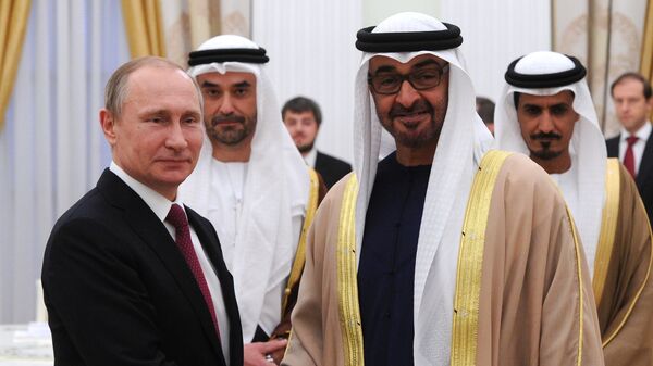 لقاء الرئيس الروسي فلاديمير بوتين وولي عهد أبو ظبي محمد بن زايد آل نهيان(أرشيفية) - سبوتنيك عربي