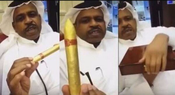 قطري يدخن سيجار من الذهب الخالص - سبوتنيك عربي