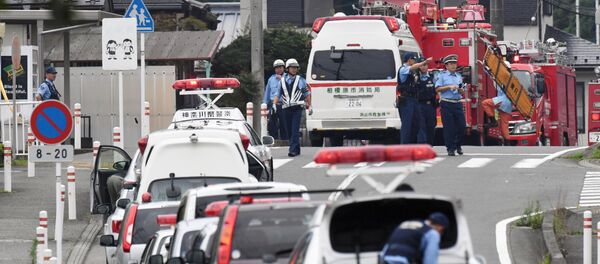 سيارات الشرطة في موقع الهجوم على مركز لذوي الاحتياجات الخاصة في اليابان - سبوتنيك عربي