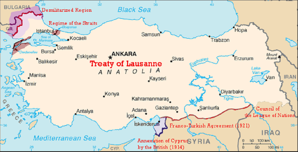 خريطة تركيا وفقاً لمعاهدة لوزان الثانية  - سبوتنيك عربي