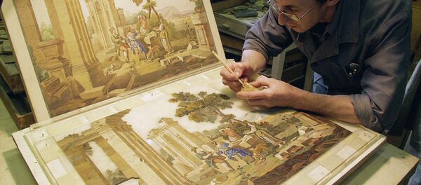 Restoration of the renowned Amber Room in the Catherine Palace of the Tsarskoye Selo state museum reserve in Pushkin outside St. Petersburg - سبوتنيك عربي