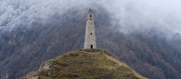 برج حربي يقع على مشارف قرية خاراتشوي بمقاطعة فيدنو في الشيشان - سبوتنيك عربي