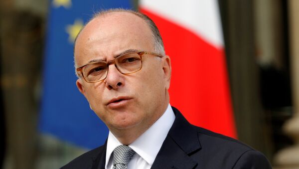 French Interior Minister Bernard Cazeneuve speaks about fires that hit the south of France, in the Elysee Palace courtyard at the end of a defence council in Paris, France, August 11, 2016. - سبوتنيك عربي