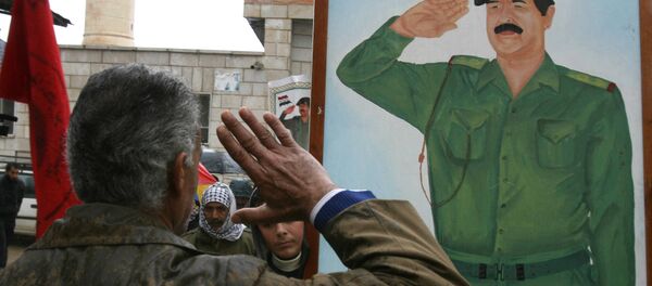 مراسم دفن رمزية للرئيس العراقي صدام حسين في فلسطين، 31 ديسمبر/ كانون الأول 2006 - سبوتنيك عربي