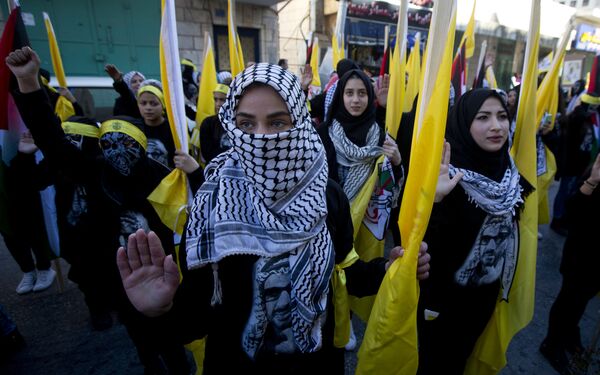 مسيرة شعبية لأنصار فتح في بيت لحم، فلسطين 1 فبراير/ شباط 2017 - سبوتنيك عربي