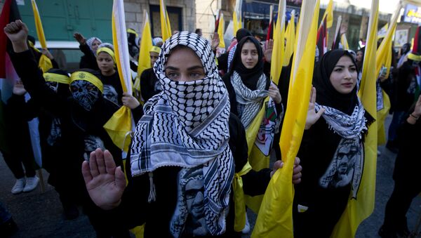 مسيرة شعبية لأنصار فتح في بيت لحم، فلسطين 1 فبراير/ شباط 2017 - سبوتنيك عربي