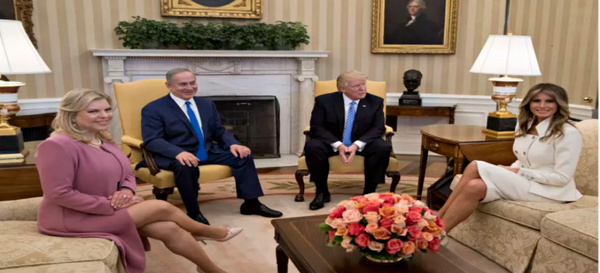 ترامب وميلانيا خلال استقبال نتنياهو وزوجته سارة - سبوتنيك عربي