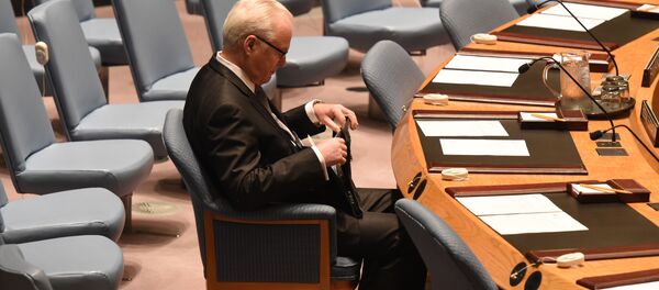 ممثل روسيا الدائم لدى الأمم المتحدة فيتالي تشوركين بمجلس الأمن في نيويورك، 13 ابريل/ نيسان 2014 - سبوتنيك عربي