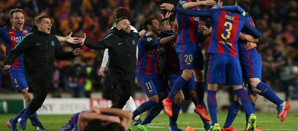 فرحة لاعبي برشلونة - سبوتنيك عربي