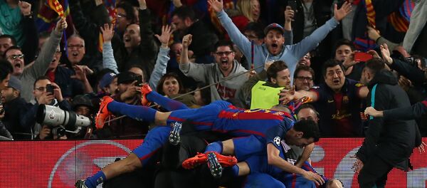 فرحة برشلونة بالفوز على باريس سان جيرمان - سبوتنيك عربي