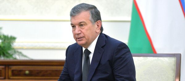 Prime Minister of Uzbekistan Shavkat Mirziyoyev at a meeting with Russian President Vladimir Putin at the Forum Palace, a Samarkand residence of the President of Uzbekistan. File photo - سبوتنيك عربي