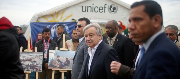 أنطونيو غوتيريش  يزور مخيم نازحين بالموصل - سبوتنيك عربي