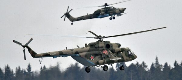 مروحيات مي- 8إن ومي-8 خلال التدريبات العسكرية الجوية في المطار العسكري الجوي كوبينكا بمقاطعة موسكو - سبوتنيك عربي