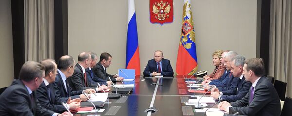 الرئيس الروسي فلاديمير بوتين خلال اجتماع مجلس الأمن الفيدرالي الرئيس الروسي فلاديمير بوتين خلال اجتماع مجلس الأمن الفيدرالي - سبوتنيك عربي