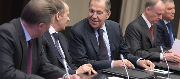 وزير الخارجية الروسية سيرغي لافروف خلال اجتماع مجلس الأمن الفيدرالي - سبوتنيك عربي