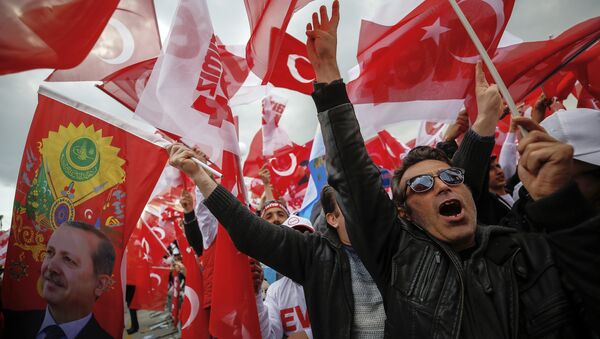 تجمع المظاهرات بخصوص استطلاع رأي يتعلق بتعديل الدستور تركيا - سبوتنيك عربي