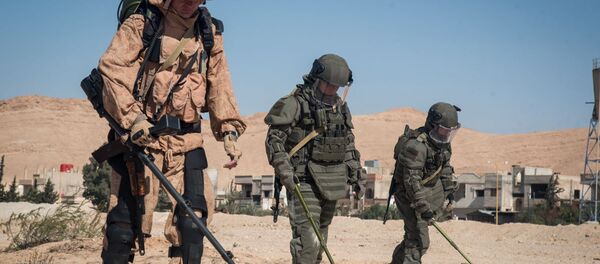 فريق لإزالة الألغام التابع للقوات العسكرية الروسية في تدمر، سوريا - سبوتنيك عربي