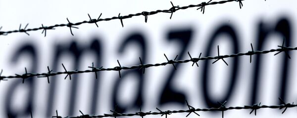 The internet trader Amazon logo is seen behind barbed wire at the company's logistic center in Rheinberg,Germany, Tuesday, Feb.19, 2013. - سبوتنيك عربي