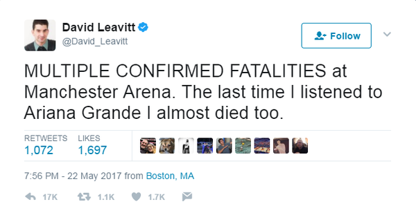 David Leavitt Manchester Arena Tweet 1 - سبوتنيك عربي