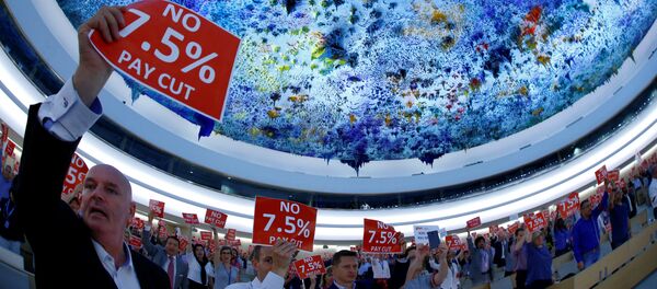 احتجاج موظفي الأمم المتحدة - سبوتنيك عربي