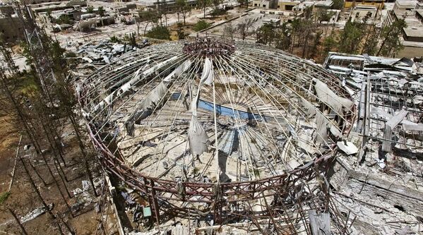 مبنى مدمر في منطقة بني زايد في شمال حلب السورية - سبوتنيك عربي