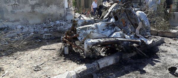 احتراق السيارة المفخخة في دمشق - سبوتنيك عربي