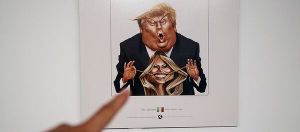 صورة كاريكاتيرية لترامب في معرض الكاريكاتير بطهران - سبوتنيك عربي