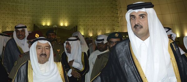 أمير قطر الشيخ تميم بن حمد آل ثاني وأمير الكويت صباح الأحمد الجابر الصباح في الدوحة، قطر 7 يونيو/ حزيران 2017 - سبوتنيك عربي